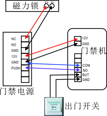 人脸识别门禁电源接线图